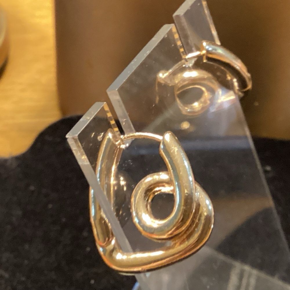 Gold Tone Abstract Loop Hoop Earrings